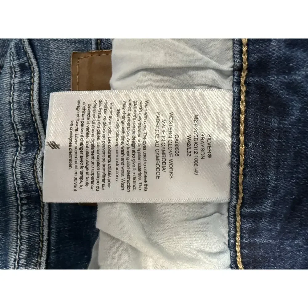 Silver Jeans Co Grayson Jeans Mens 42x32 Relaxed Straight Stretch Blue Denim